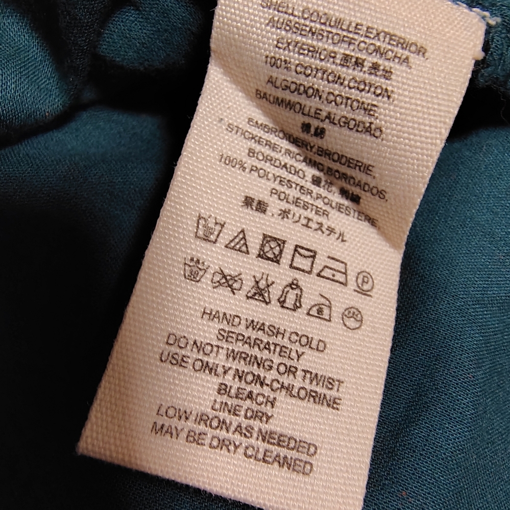 Free People Everything I Know Embroidered Cuteork Teal Peasant Top Women's XS - Picture 11 of 11